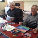 Paul and Kevin concentrating on their paintings...